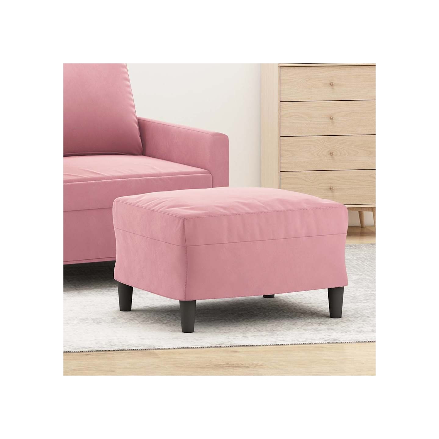 Repose-pied Rose 60x50x41 cm Velours