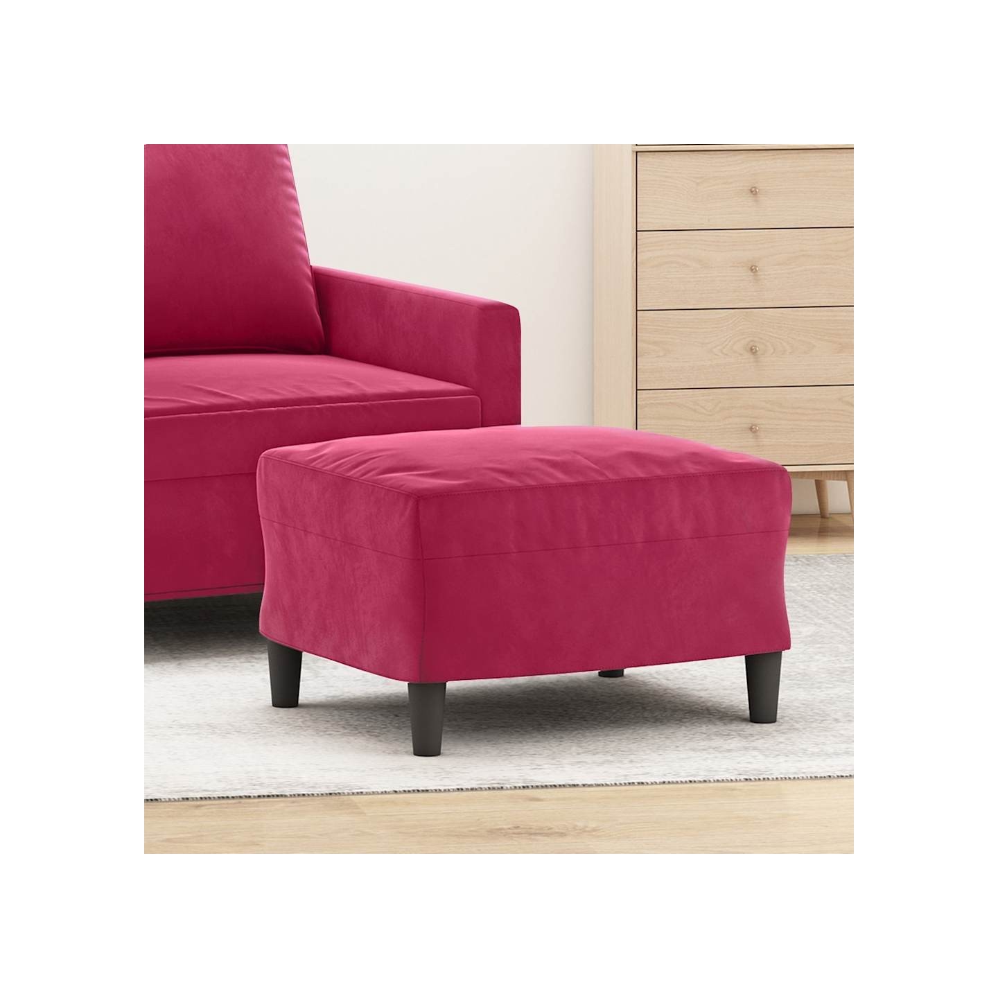 Repose-pied Rouge bordeaux 60x50x41 cm Velours