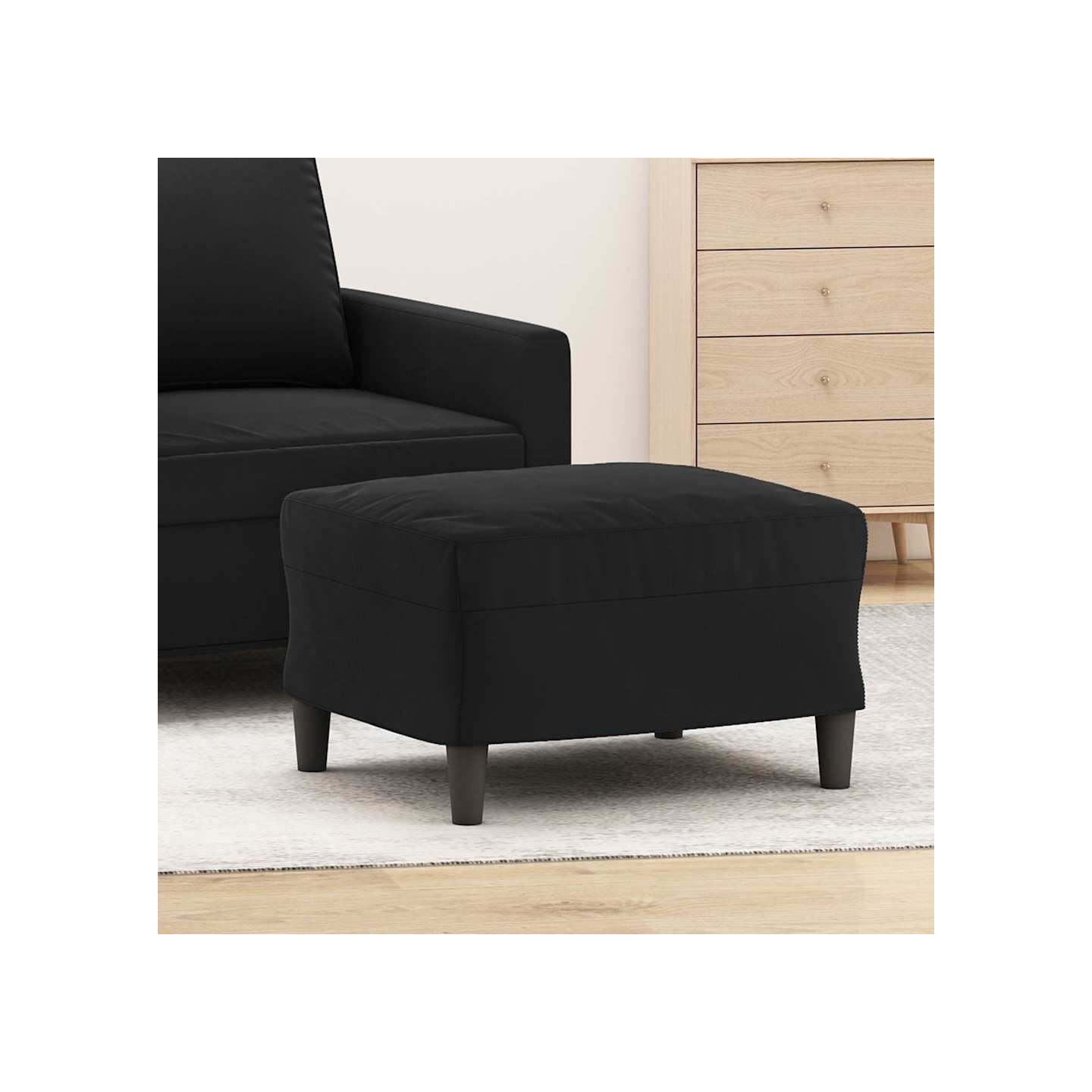 Repose-pied Noir 60x50x41 cm Velours