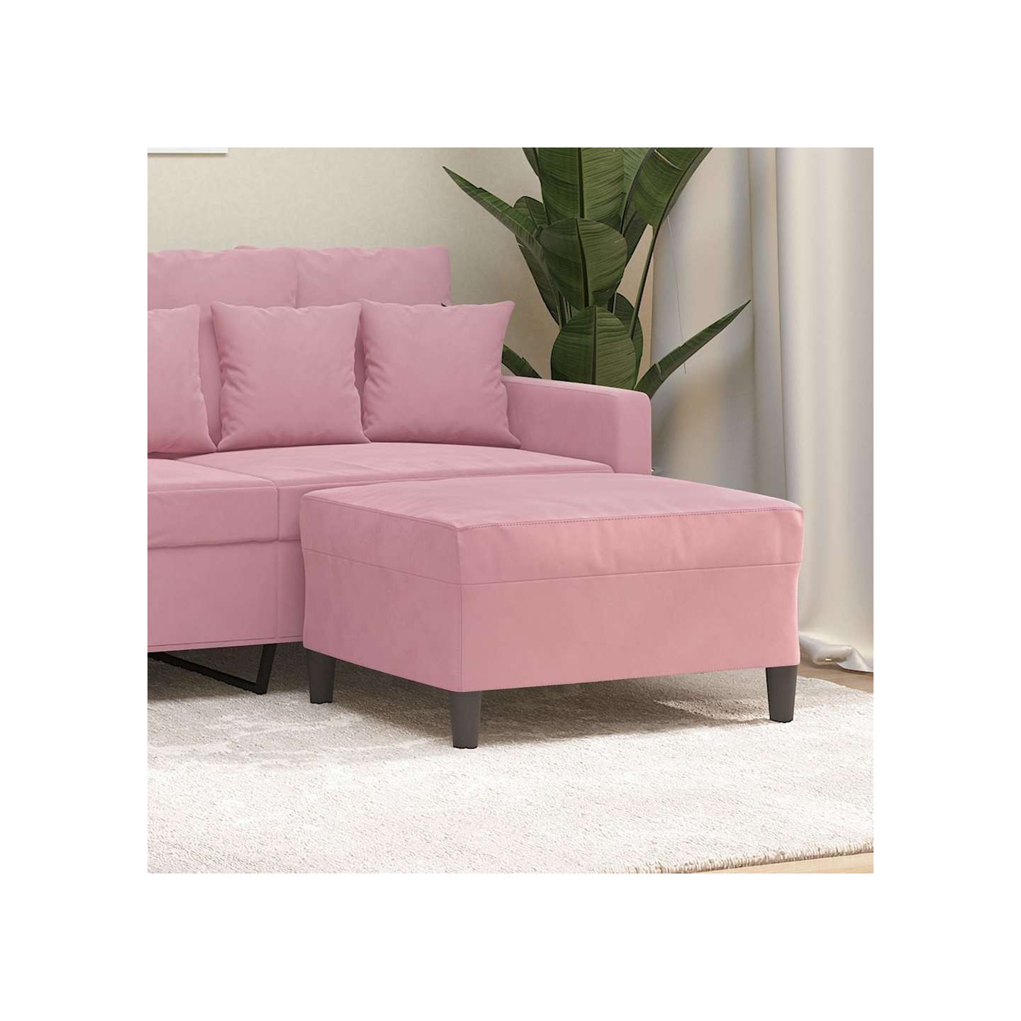 Repose-pied Rose 70x55x41 cm Velours