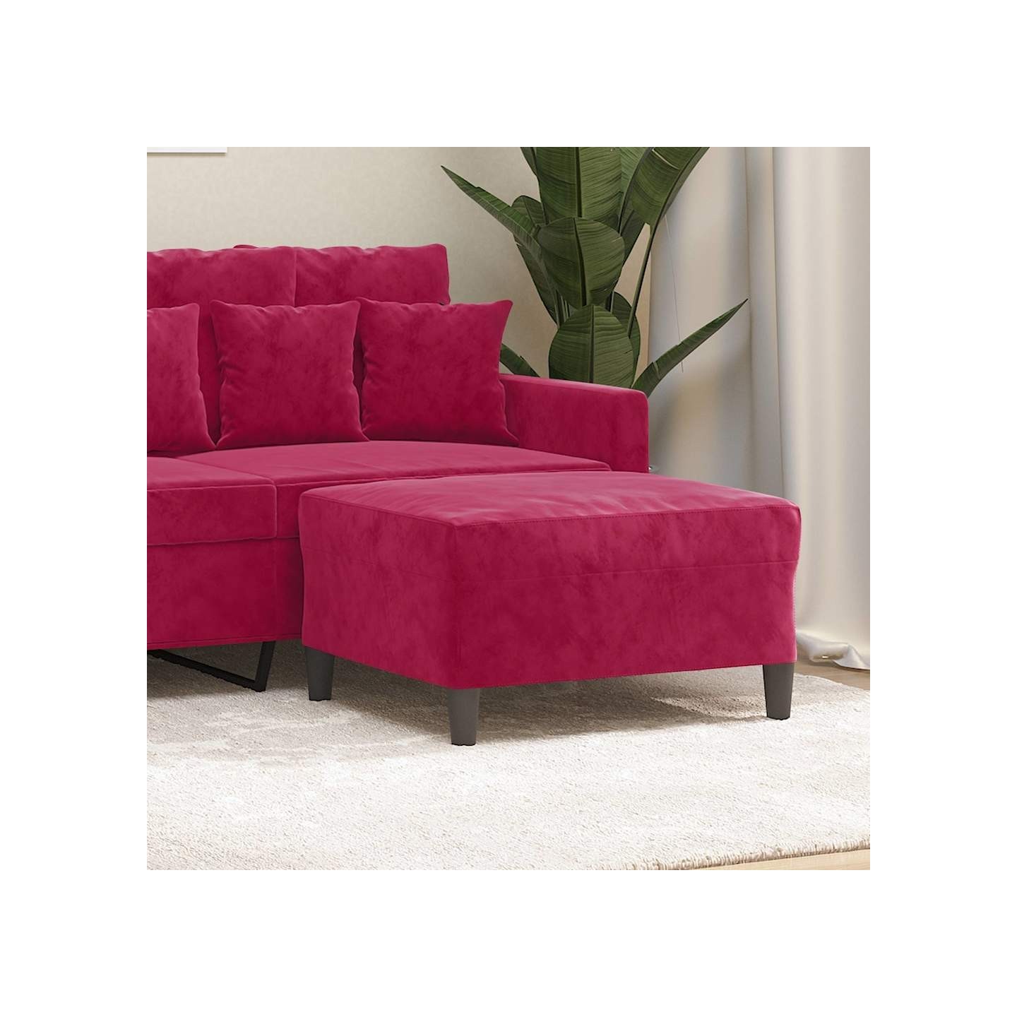 Repose-pied Rouge bordeaux 70x55x41 cm Velours