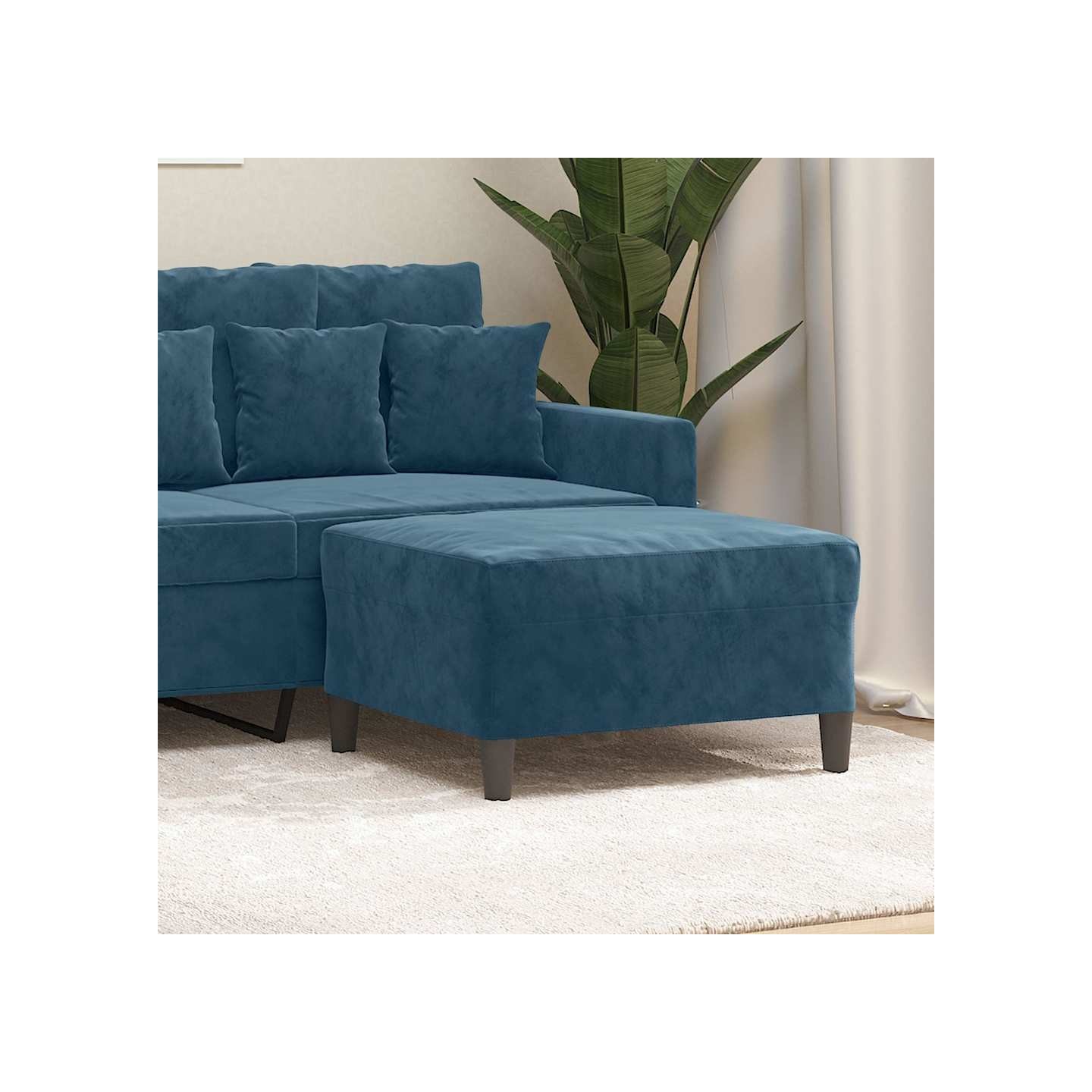 Repose-pied Bleu 70x55x41 cm Velours