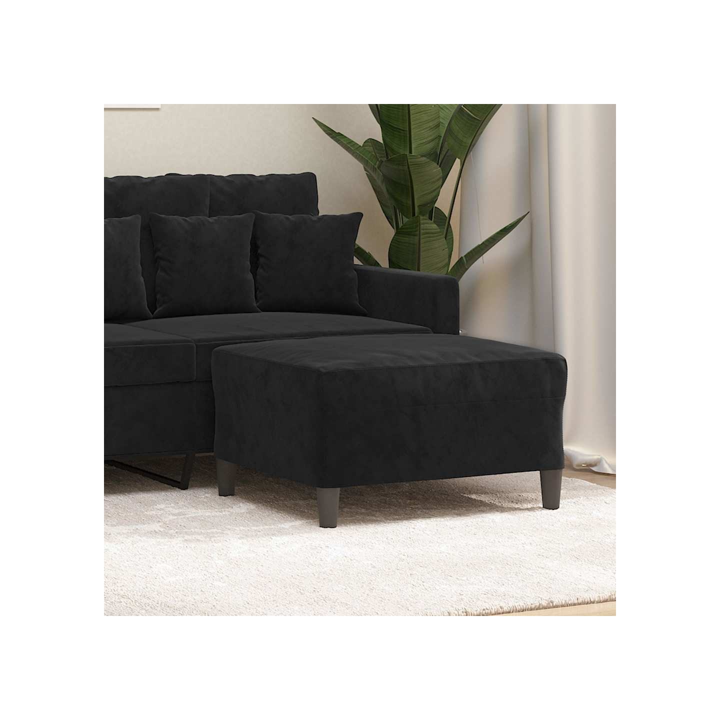 Repose-pied Noir 70x55x41 cm Velours