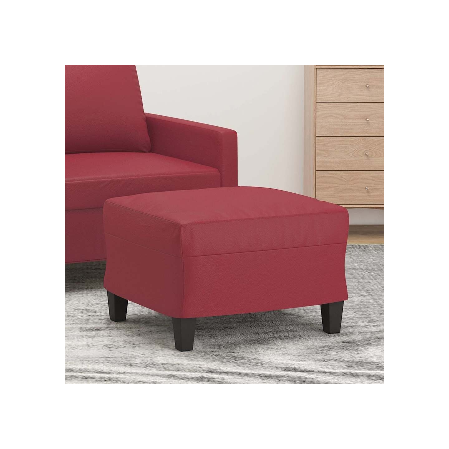 Repose-pied Rouge bordeaux 60x50x41 cm Similicuir