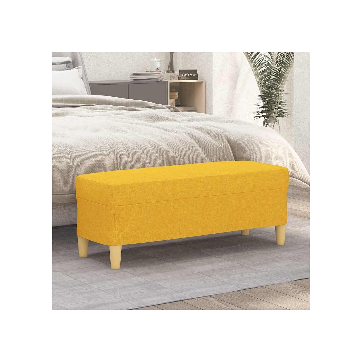 Banc Jaune clair 100x35x41 cm Tissu