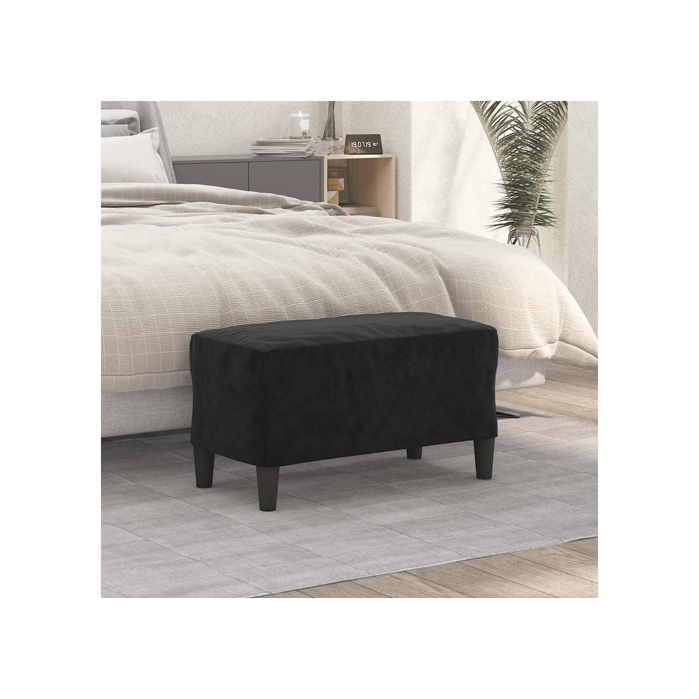Banc Noir 70x35x41 cm Velours