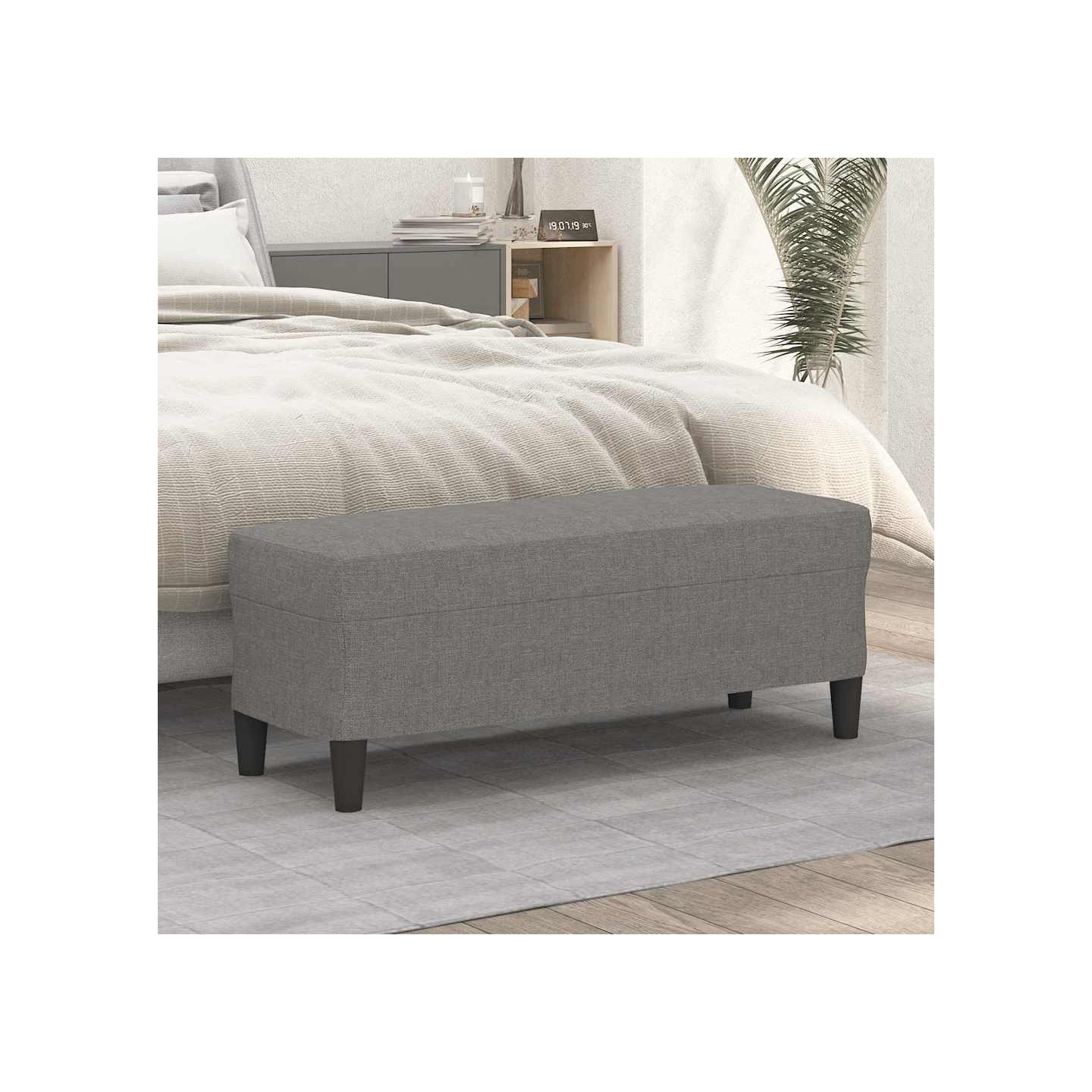 Banc Gris foncé 100x35x41 cm Tissu