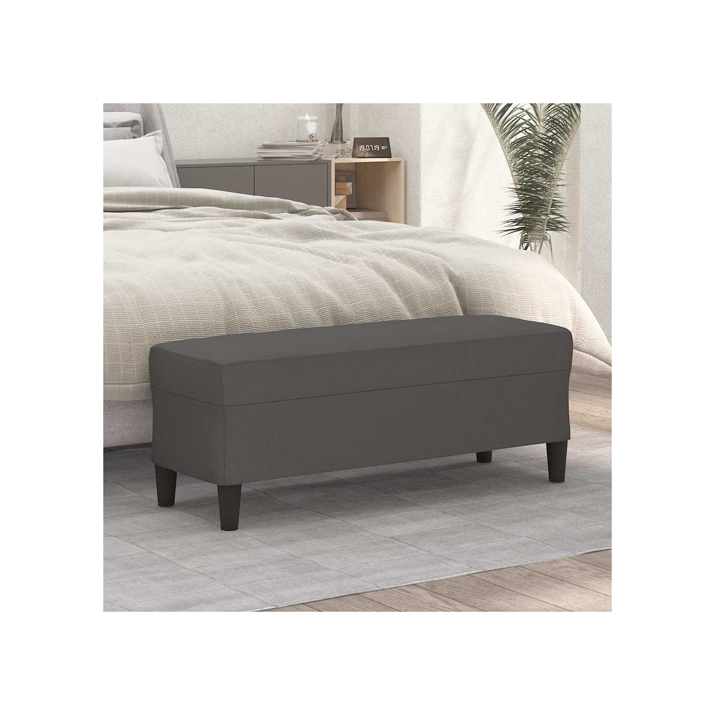 Banc Gris 100x35x41 cm Similicuir