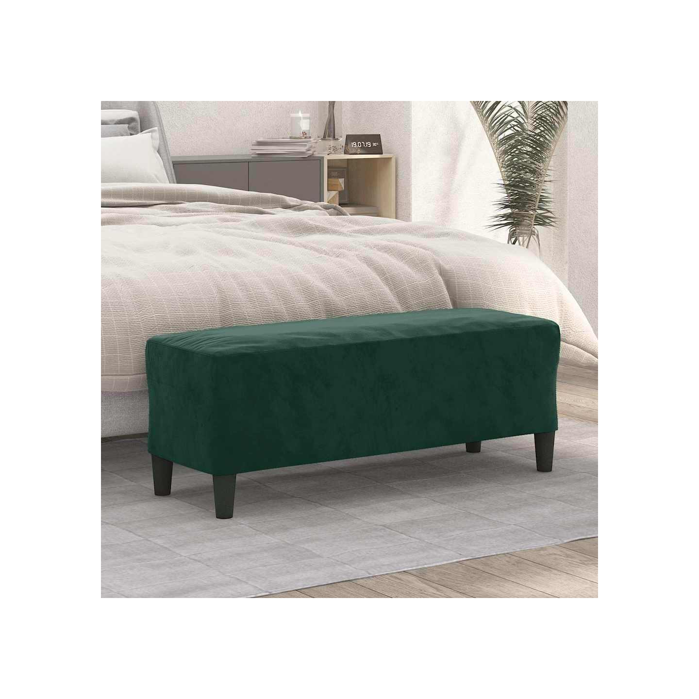 Banc Vert foncé 100x35x41 cm Velours