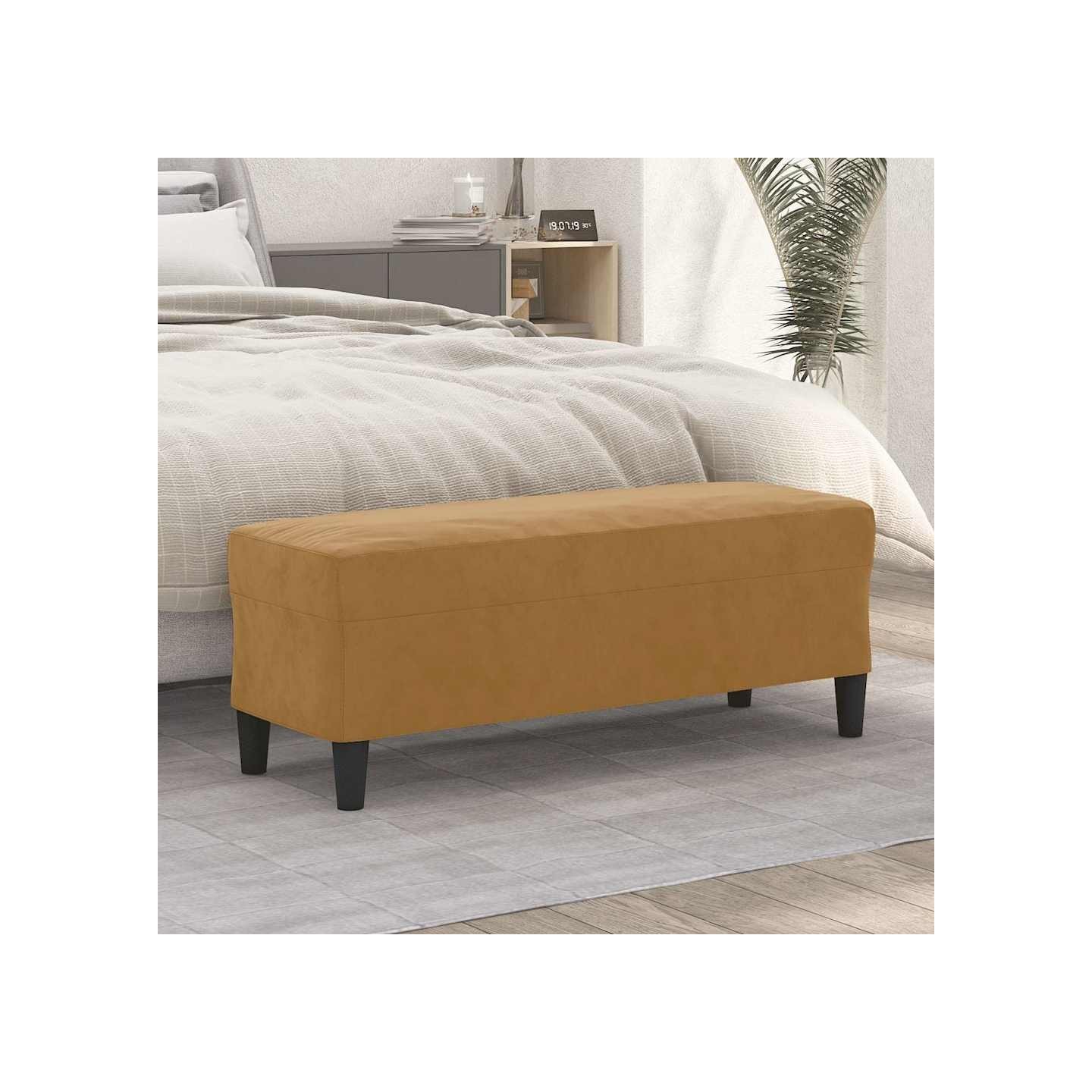 Banc Marron 100x35x41 cm Velours