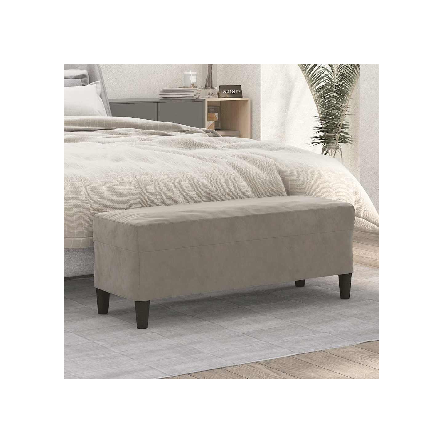 Banc Gris clair 100x35x41 cm Velours