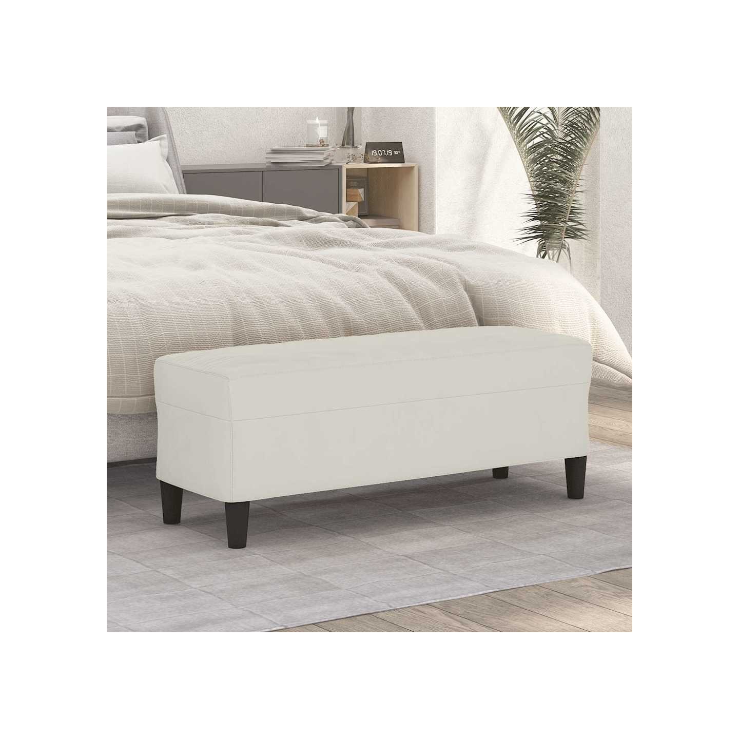 Banc Crème 100x35x41 cm Velours