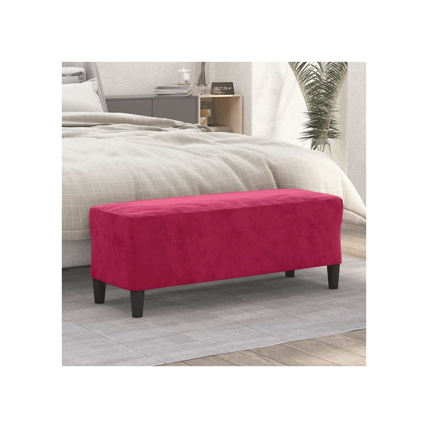 Banc Rouge bordeaux 100x35x41 cm Velours