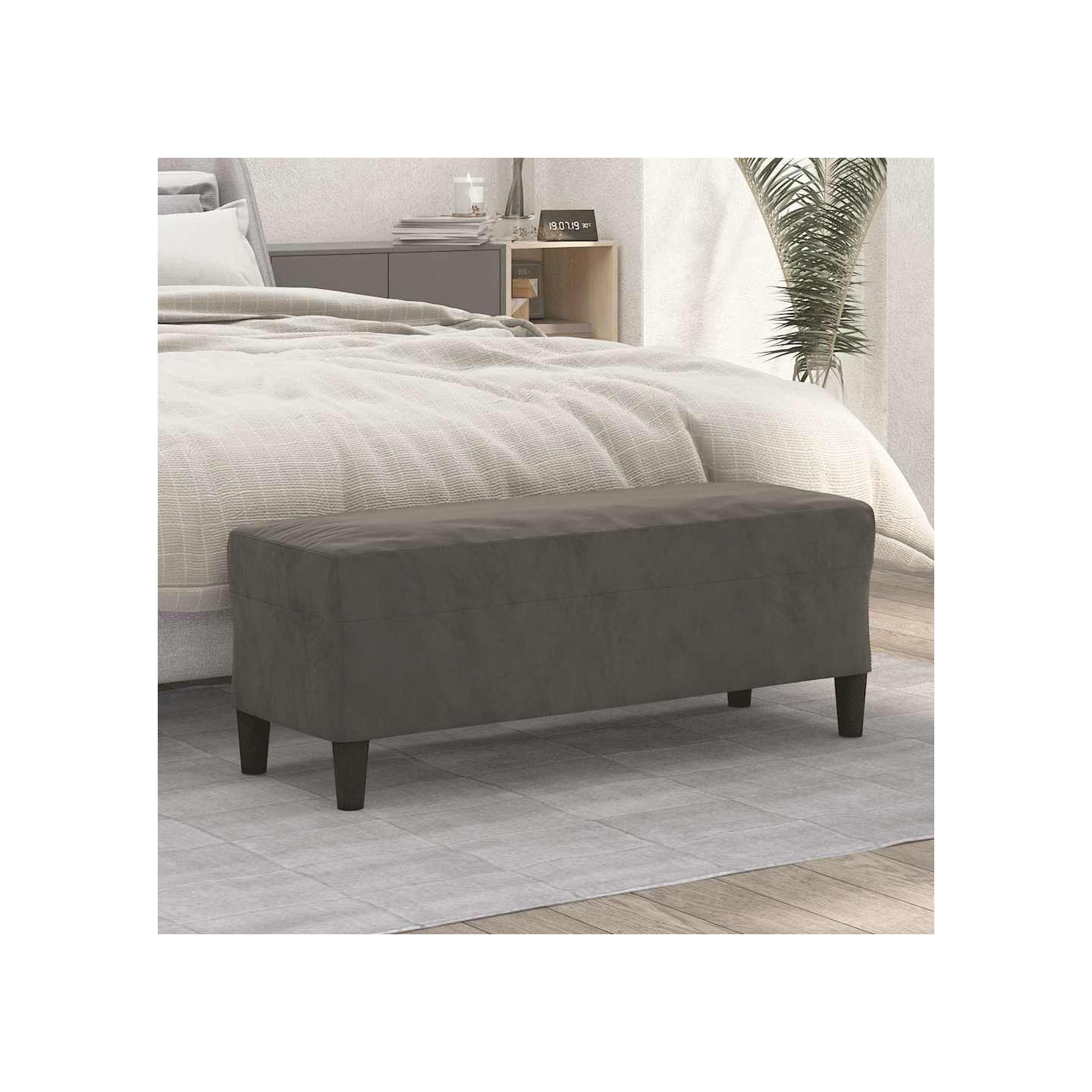 Banc Gris foncé 100x35x41 cm Velours