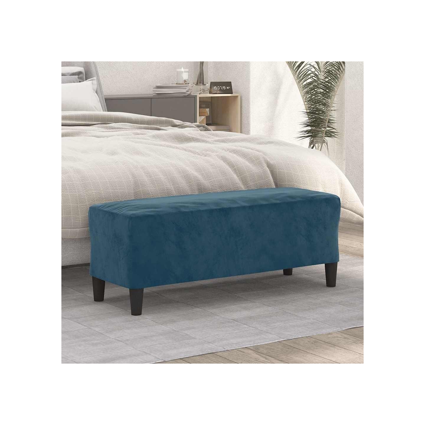 Banc Bleu 100x35x41 cm Velours