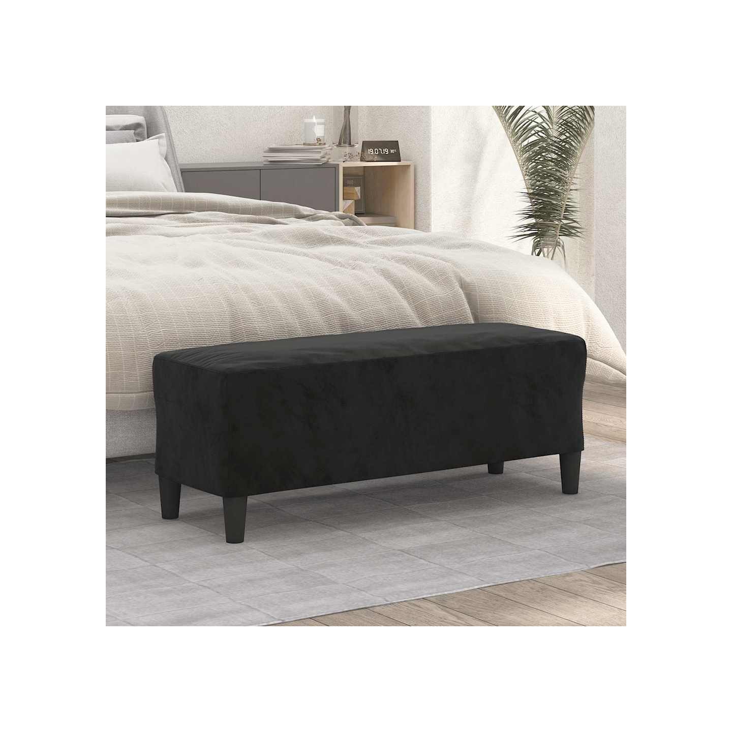 Banc Noir 100x35x41 cm Velours