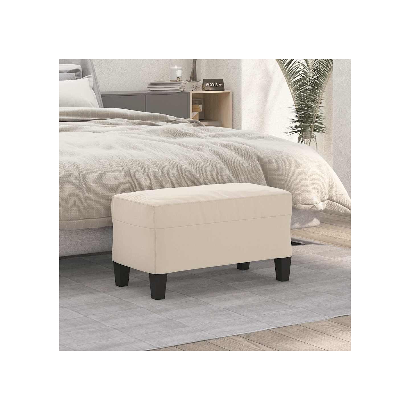 Banc Crème 70x35x41 cm Tissu microfibre