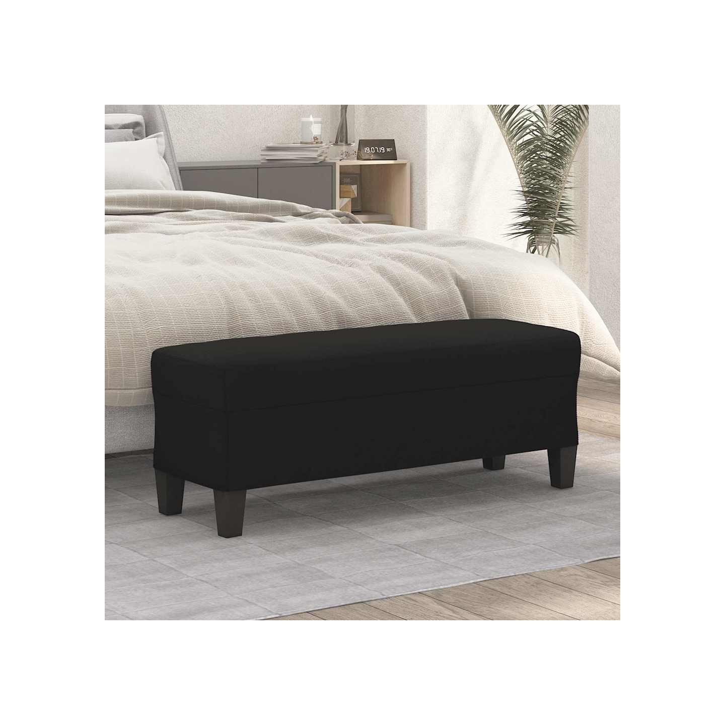Banc Noir 100x35x41 cm Tissu microfibre