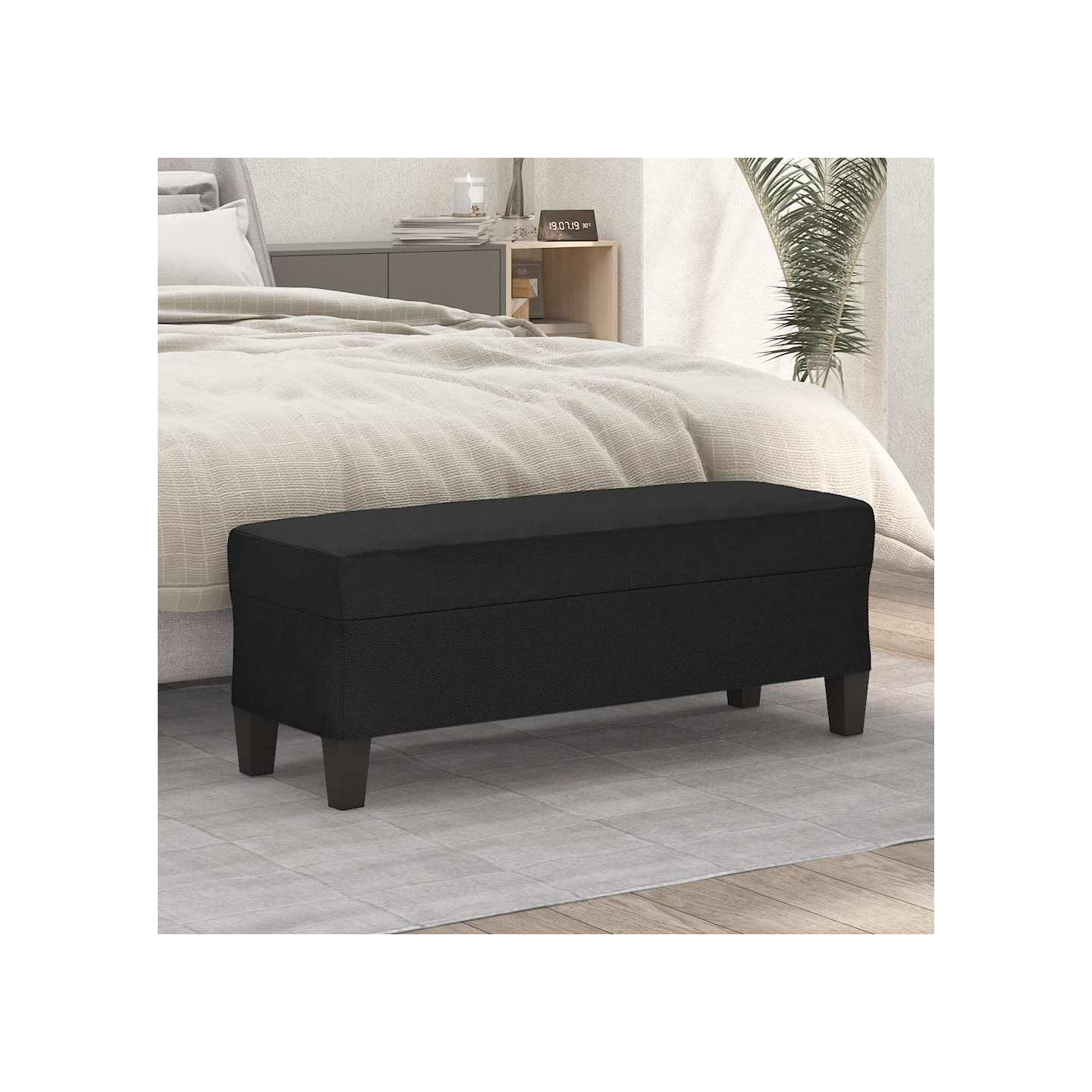 Banc Noir 100x35x41 cm Similicuir