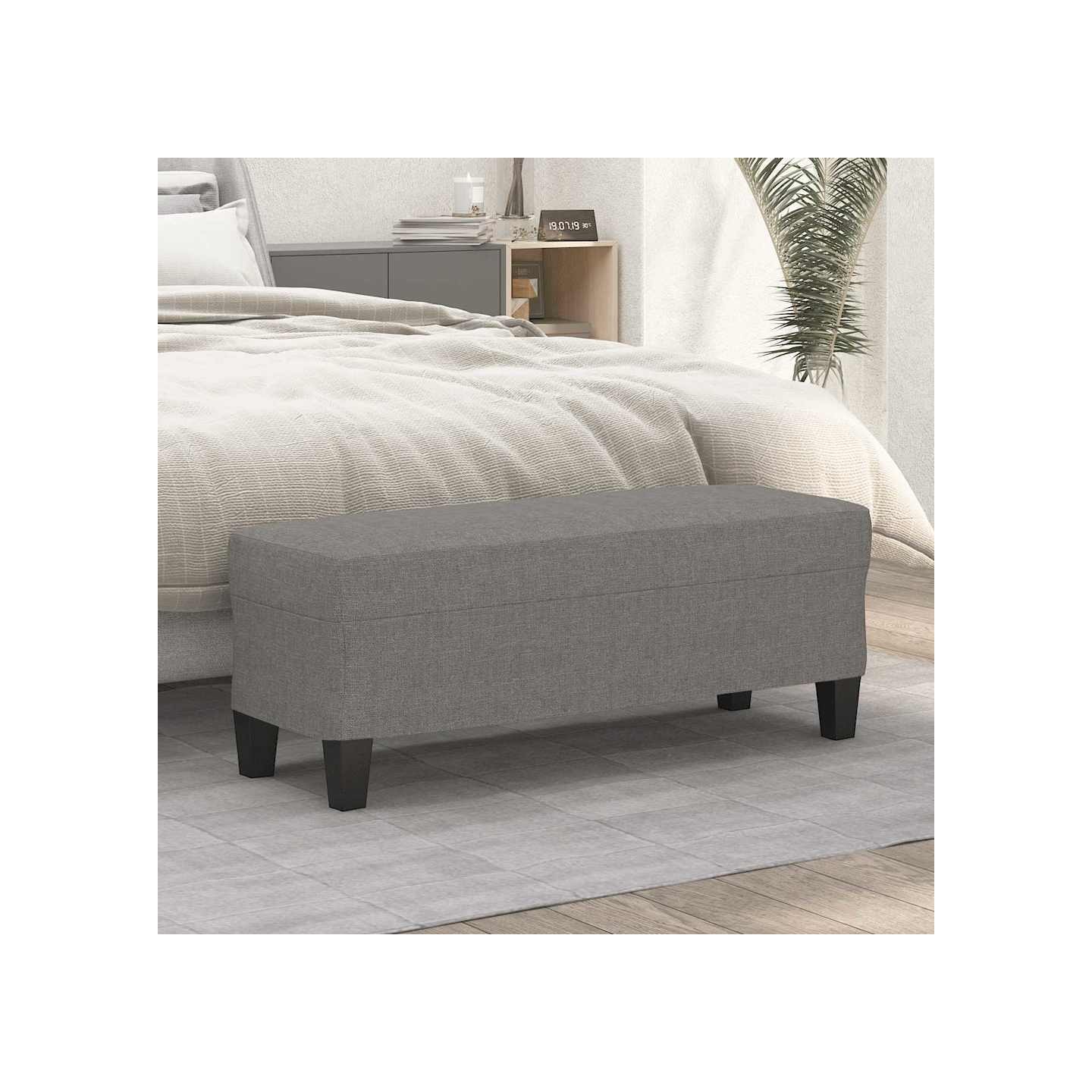 Banc Gris foncé 100x35x41 cm Tissu