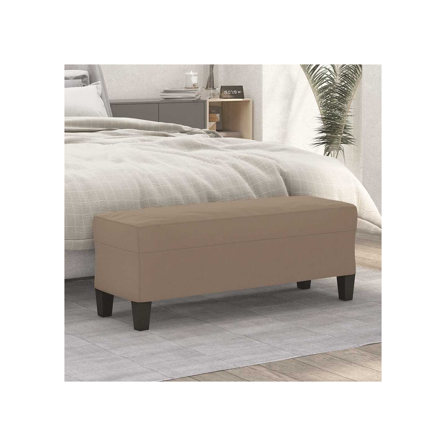 Banc Taupe 100x35x41 cm Tissu microfibre