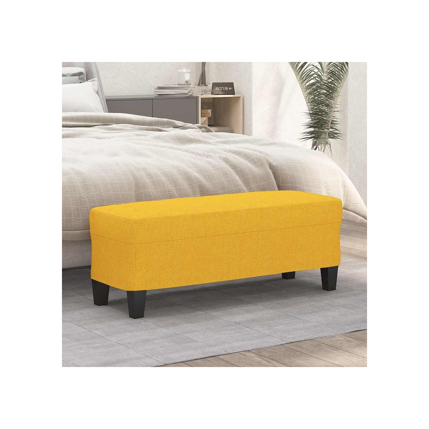 Banc Jaune clair 100x35x41 cm Tissu