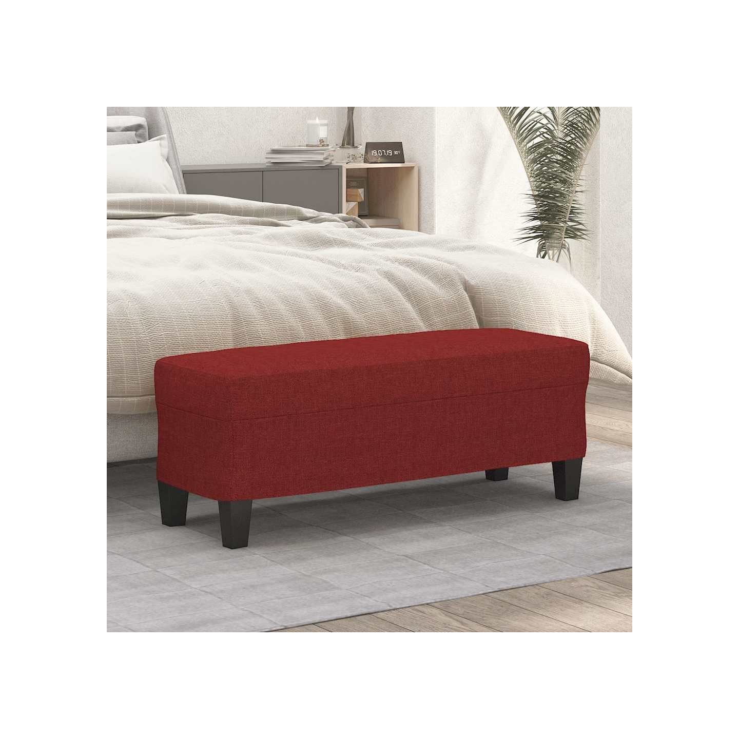 Banc Rouge bordeaux 100x35x41 cm Tissu
