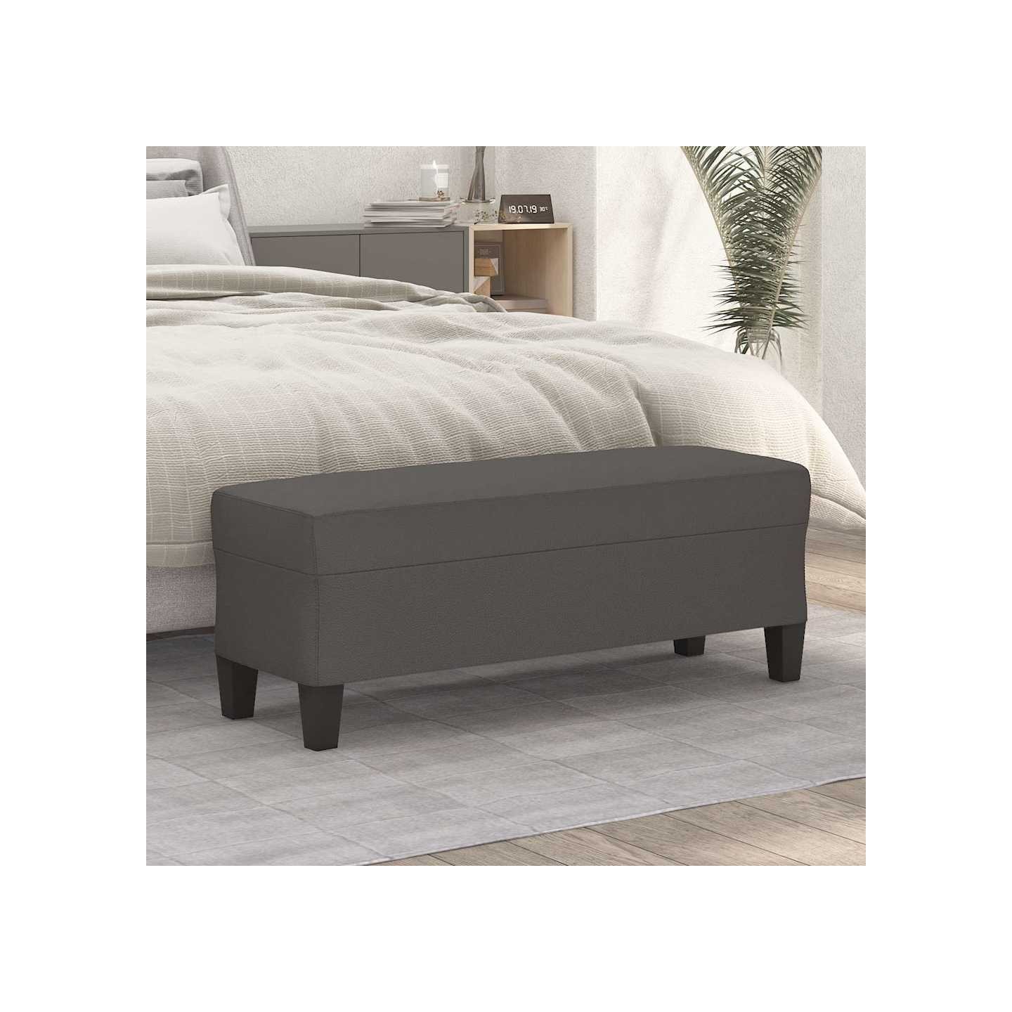 Banc Gris 100x35x41 cm Similicuir