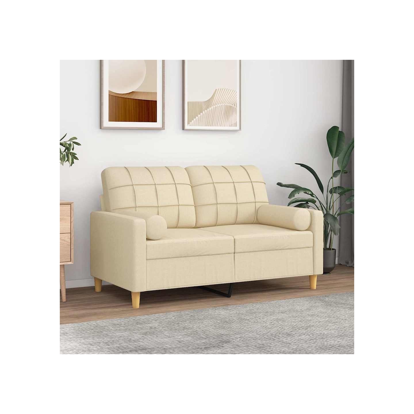 Coussins décoratifs lot de 2 Crème Ø15x50 cm Tissu