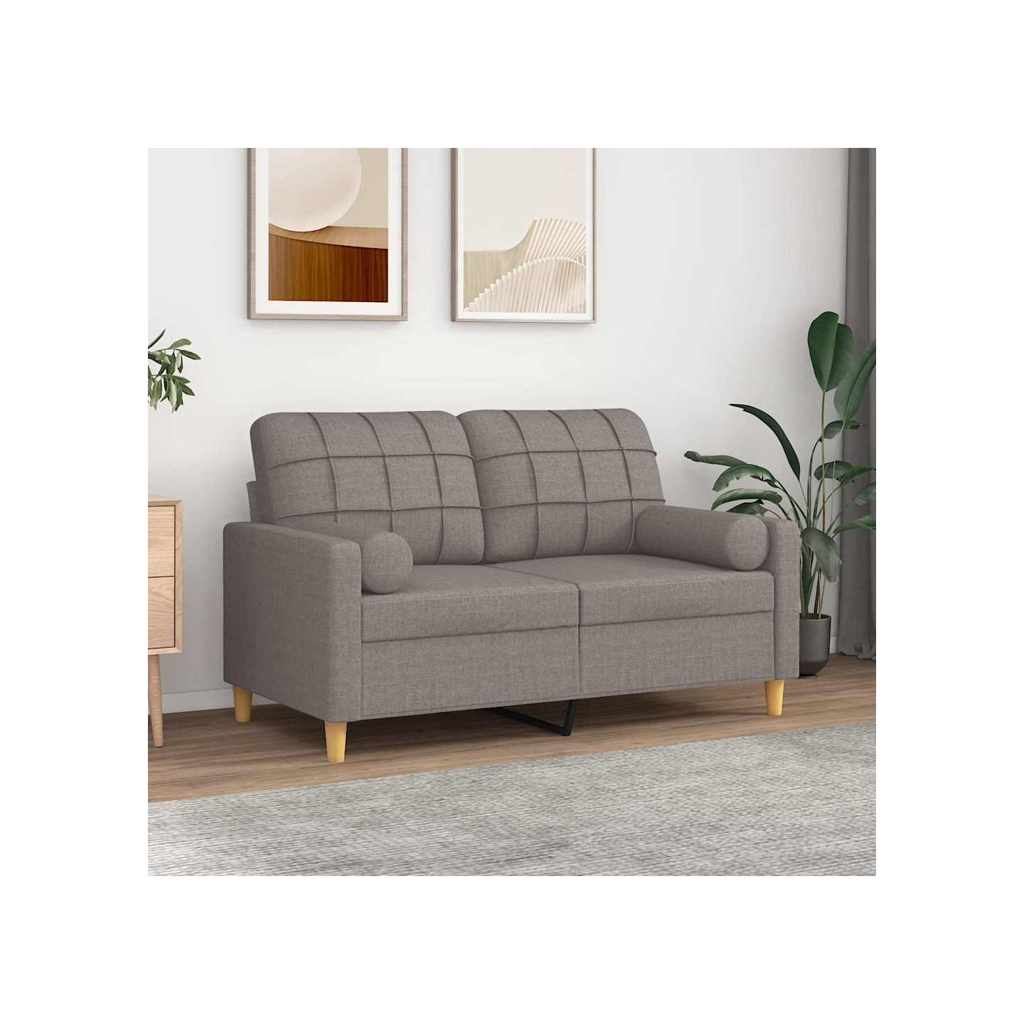 Coussins décoratifs lot de 2 Taupe Ø15x50 cm Tissu