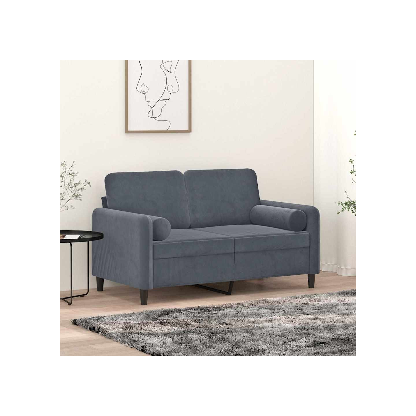 Coussins décoratifs lot de 2 Gris foncé Ø15x50 cm Velours