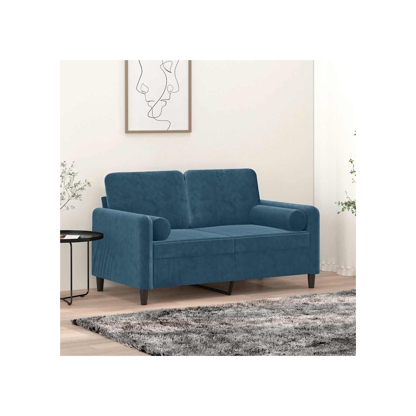 Coussins décoratifs lot de 2 Bleu Ø15x50 cm Velours