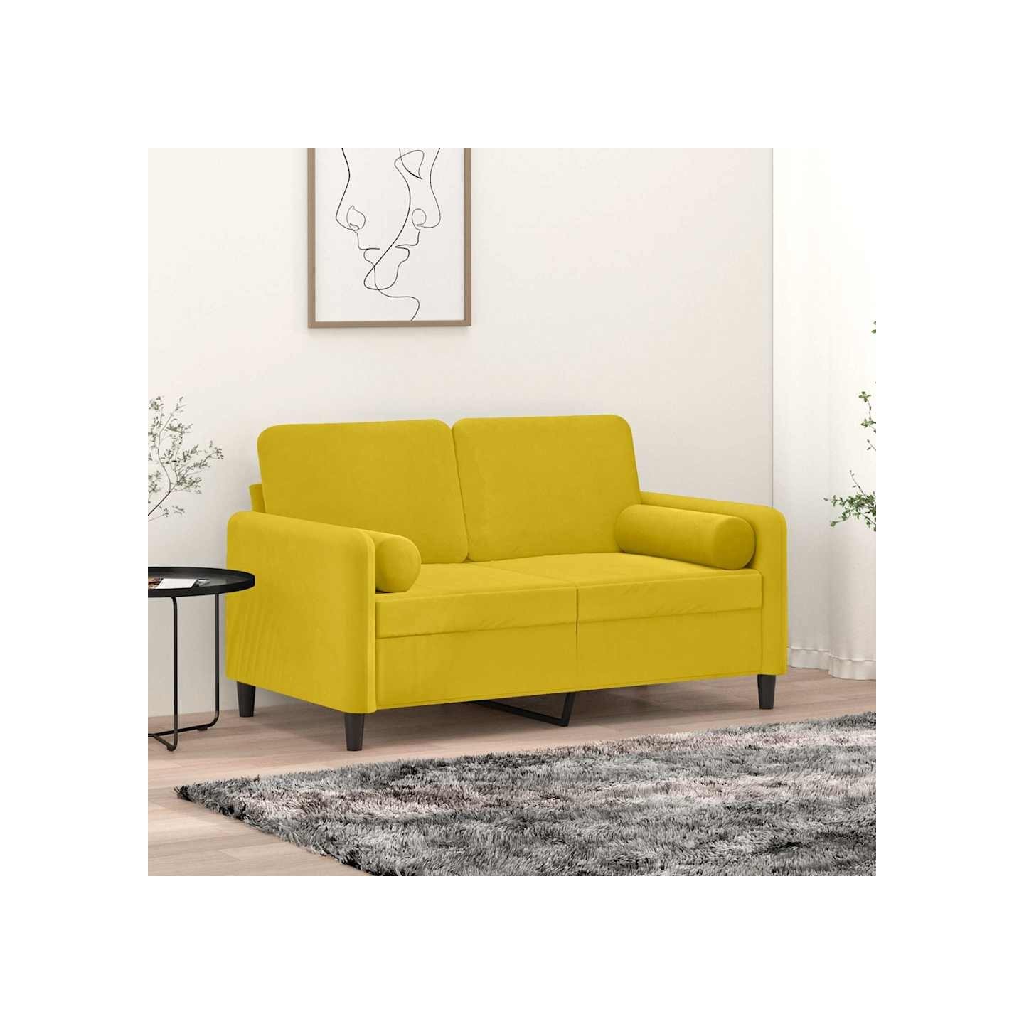 Coussins décoratifs lot de 2 Jaune Ø15x50 cm Velours