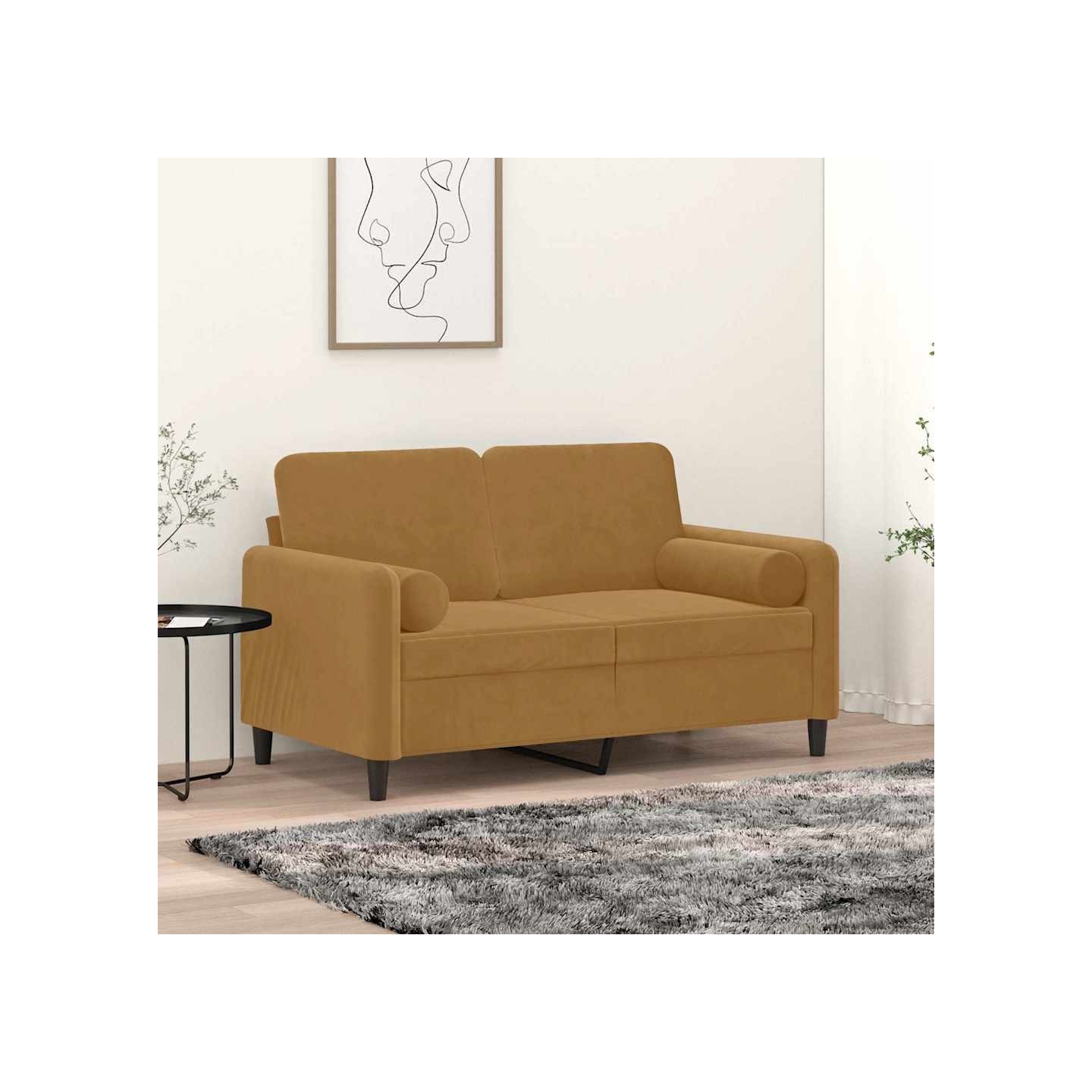 Coussins décoratifs lot de 2 Marron Ø15x50 cm Velours