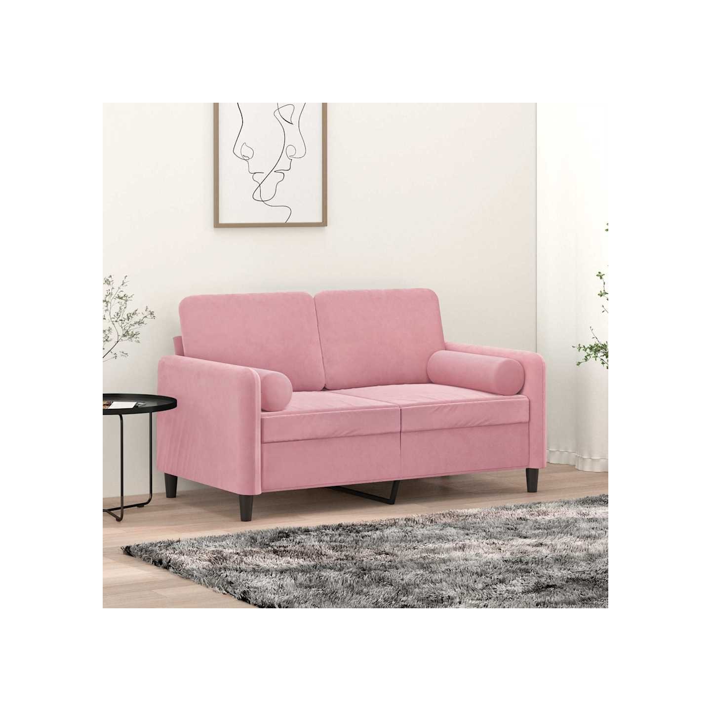 Coussins décoratifs lot de 2 Rose Ø15x50 cm Velours