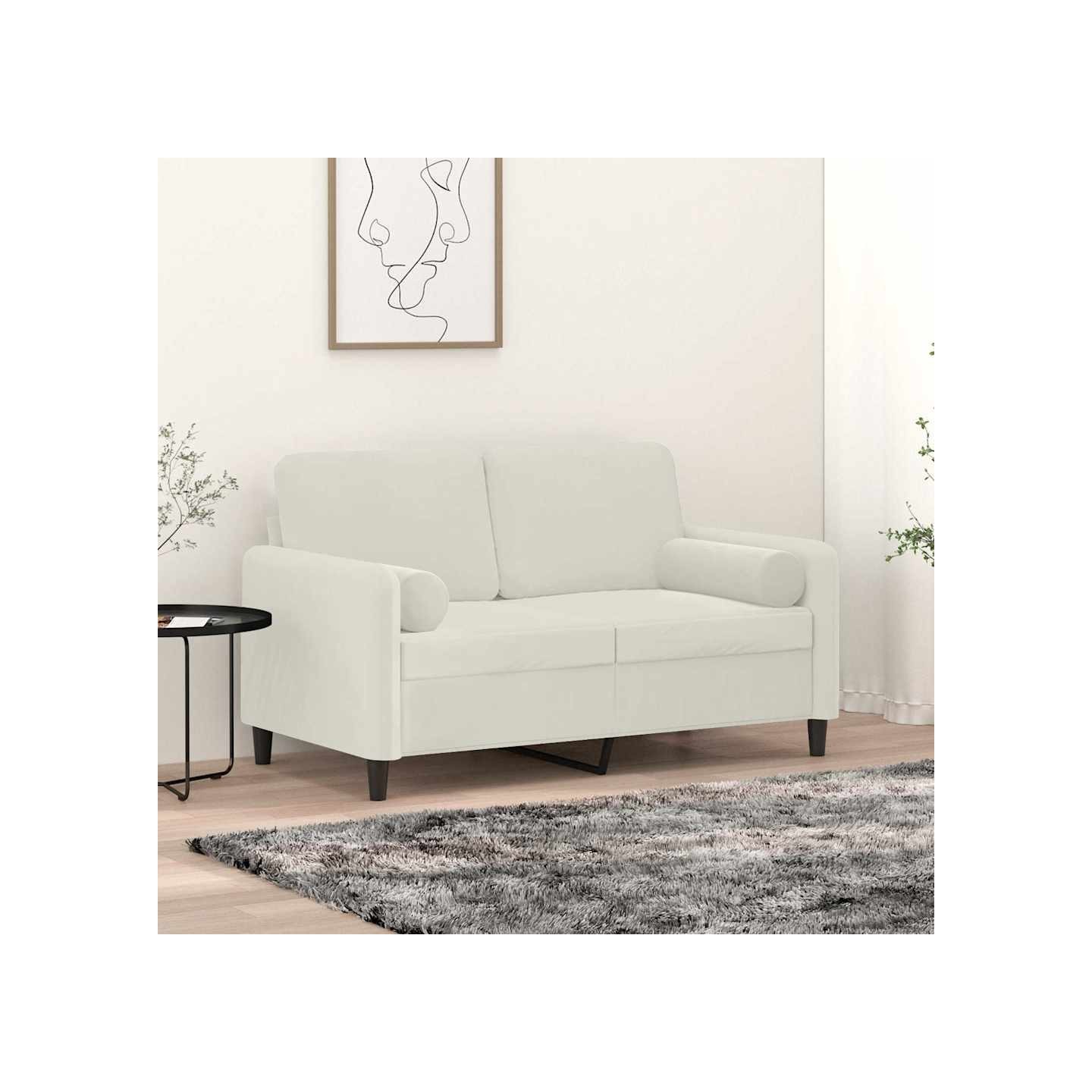 Coussins décoratifs lot de 2 Crème Ø15x50 cm Velours