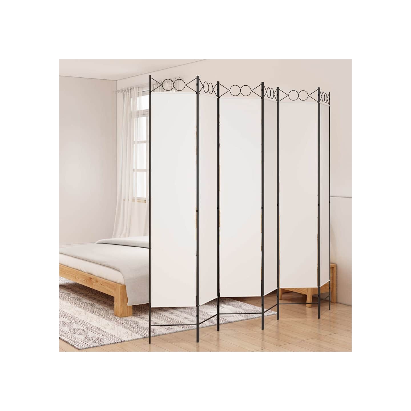 Cloison de séparation 6 panneaux Blanc 240x220 cm Tissu