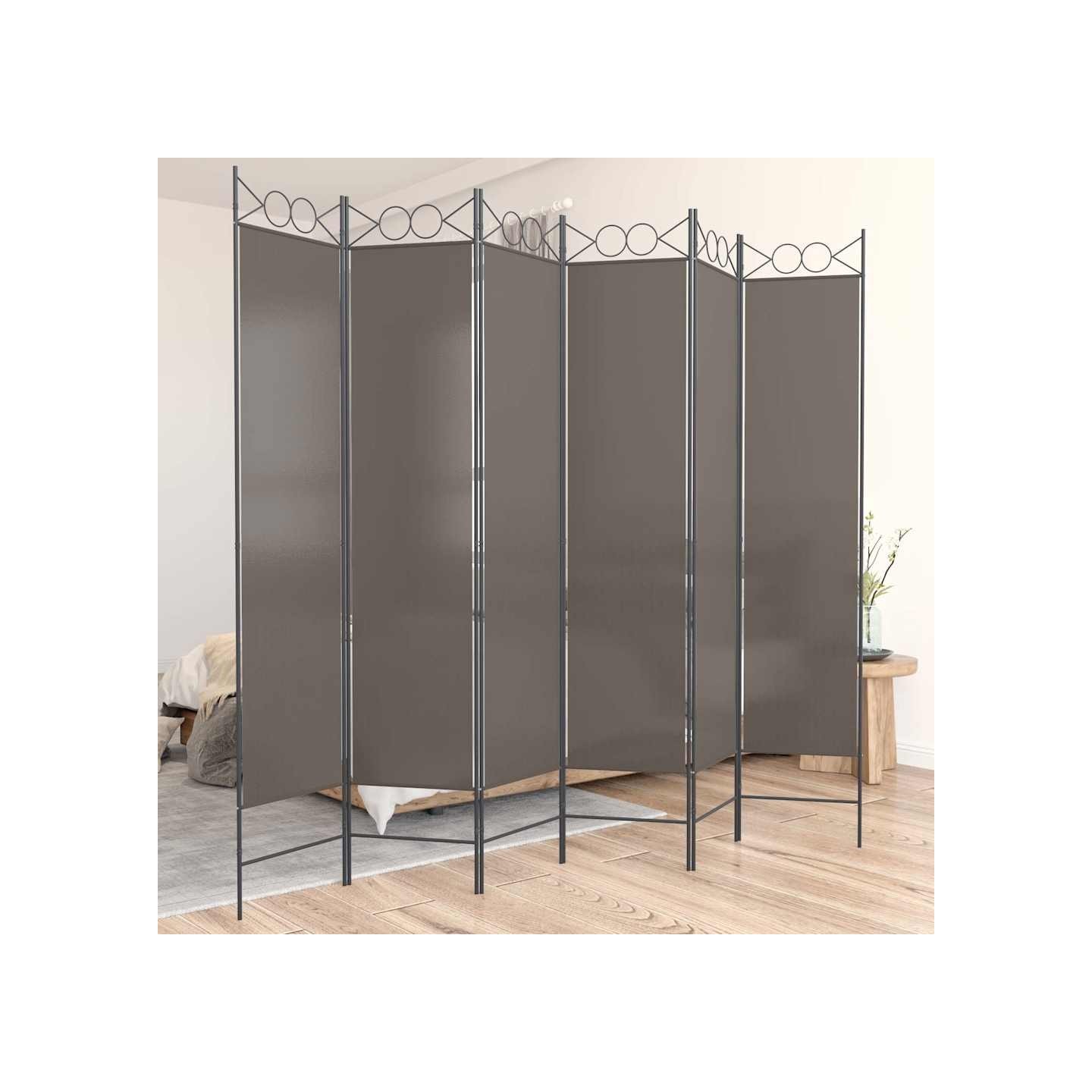 Cloison de séparation 6 panneaux Anthracite 240x220 cm Tissu