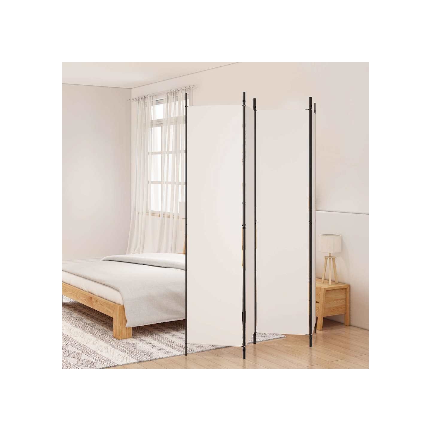 Cloison de séparation 4 panneaux Blanc 200x220 cm Tissu