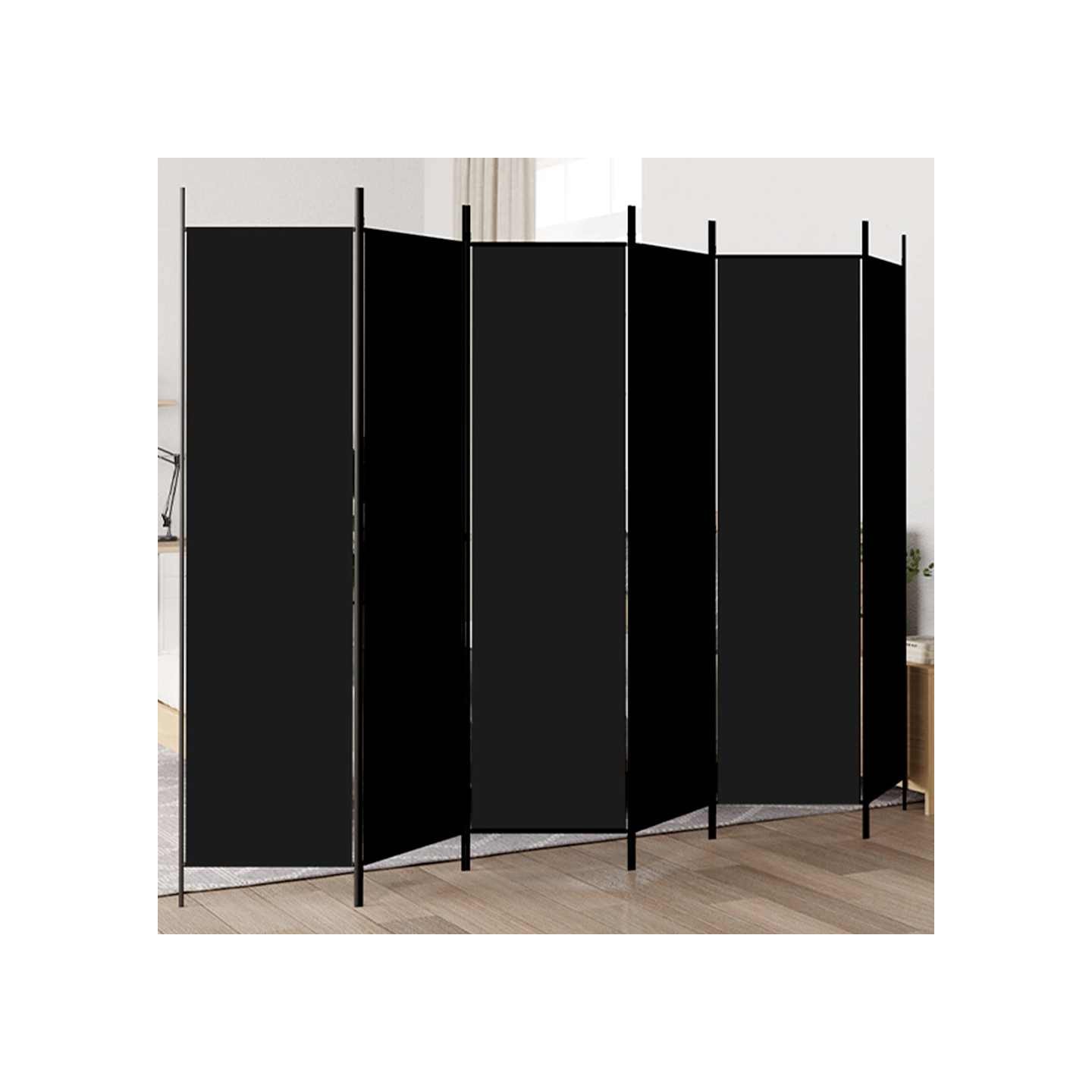 Cloison de séparation 6 panneaux Noir 300x200 cm Tissu