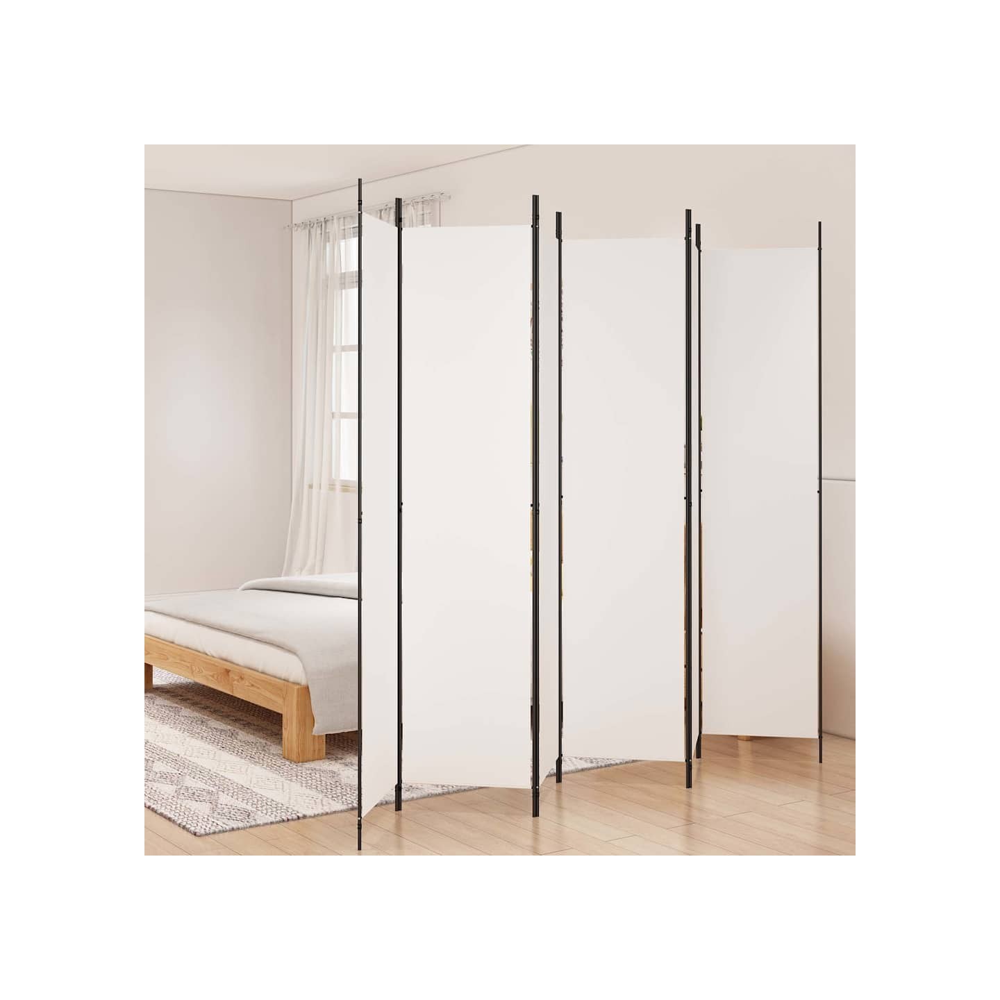 Cloison de séparation 6 panneaux Blanc 300x220 cm Tissu