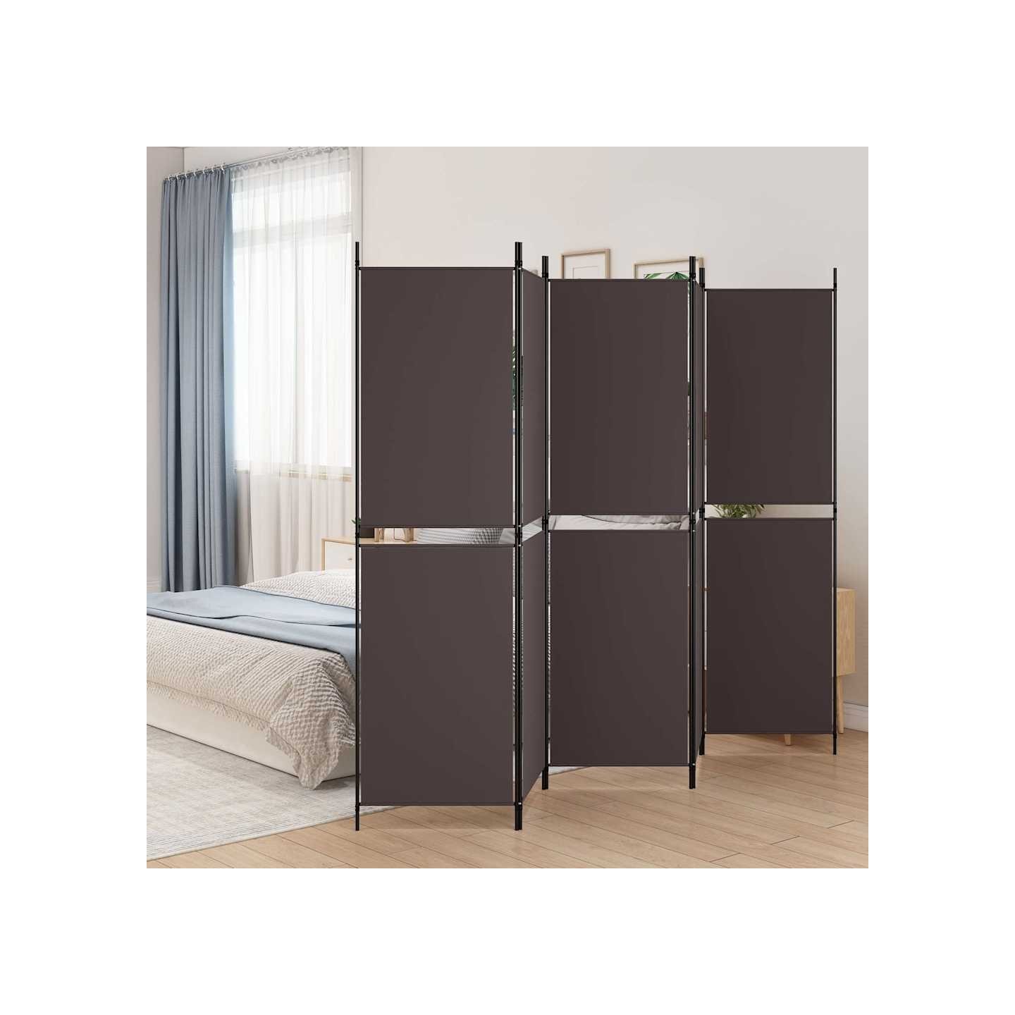 Cloison de séparation 5 panneaux Marron 250x180 cm Tissu