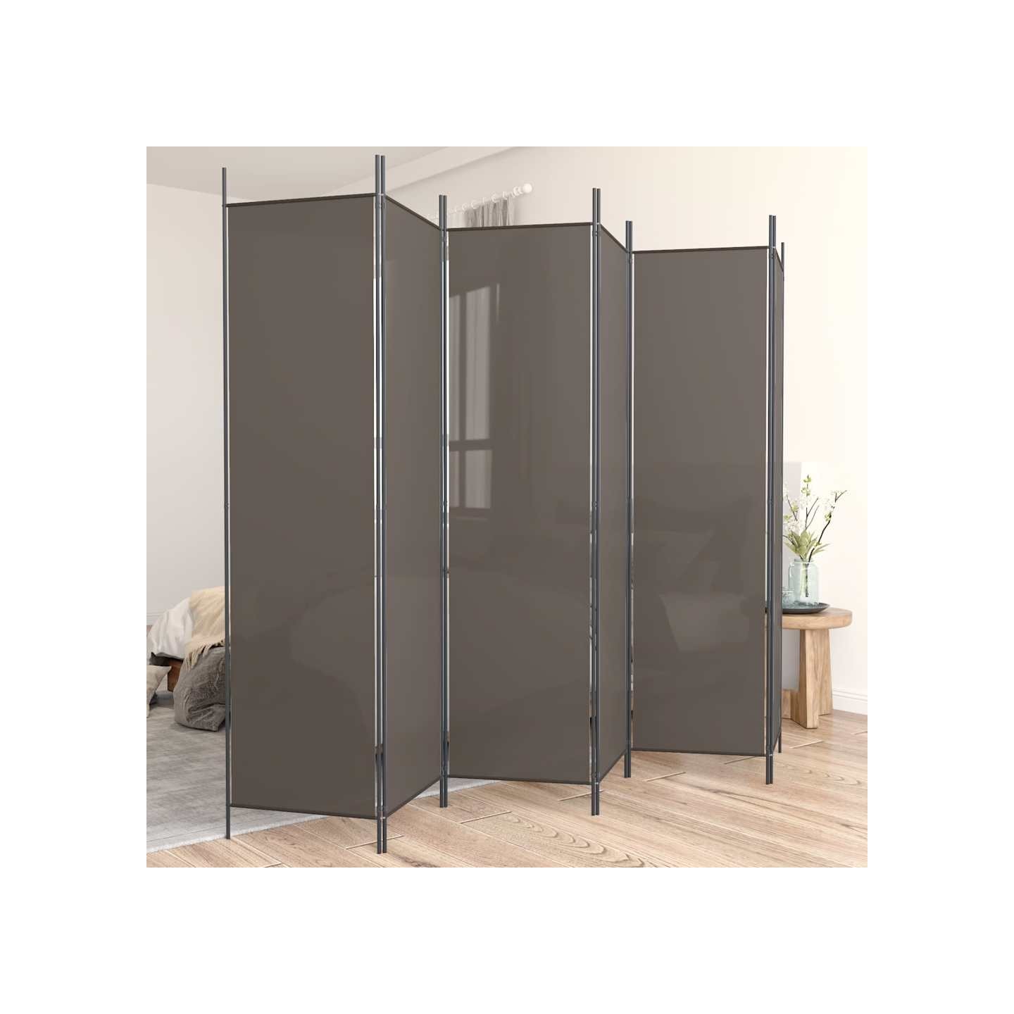 Cloison de séparation 6 panneaux Anthracite 300x220 cm Tissu