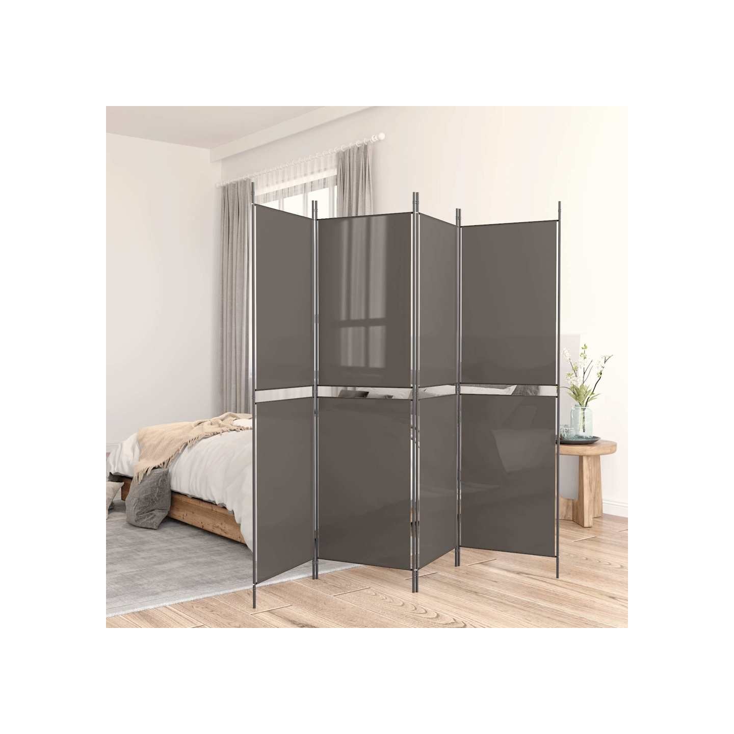 Cloison de séparation 5 panneaux Anthracite 250x180 cm Tissu