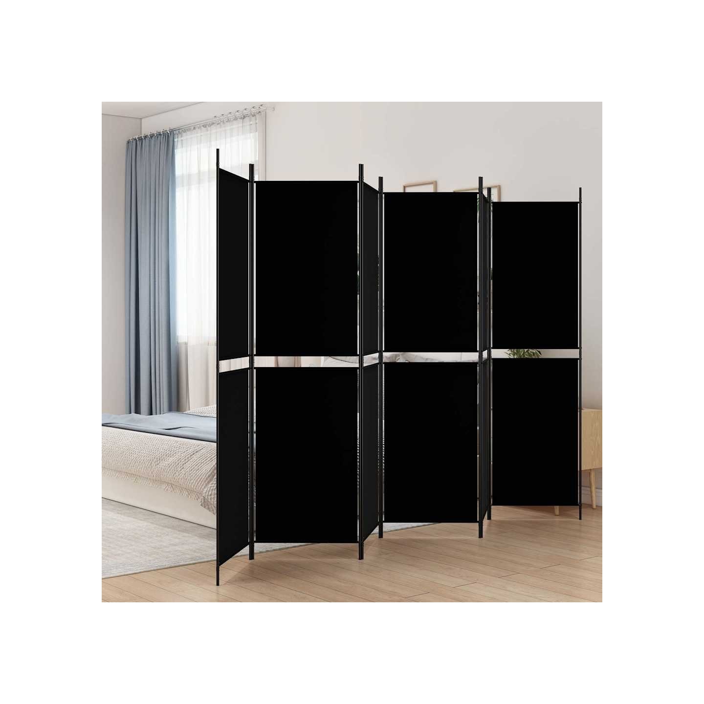 Cloison de séparation 6 panneaux Noir 300x200 cm Tissu