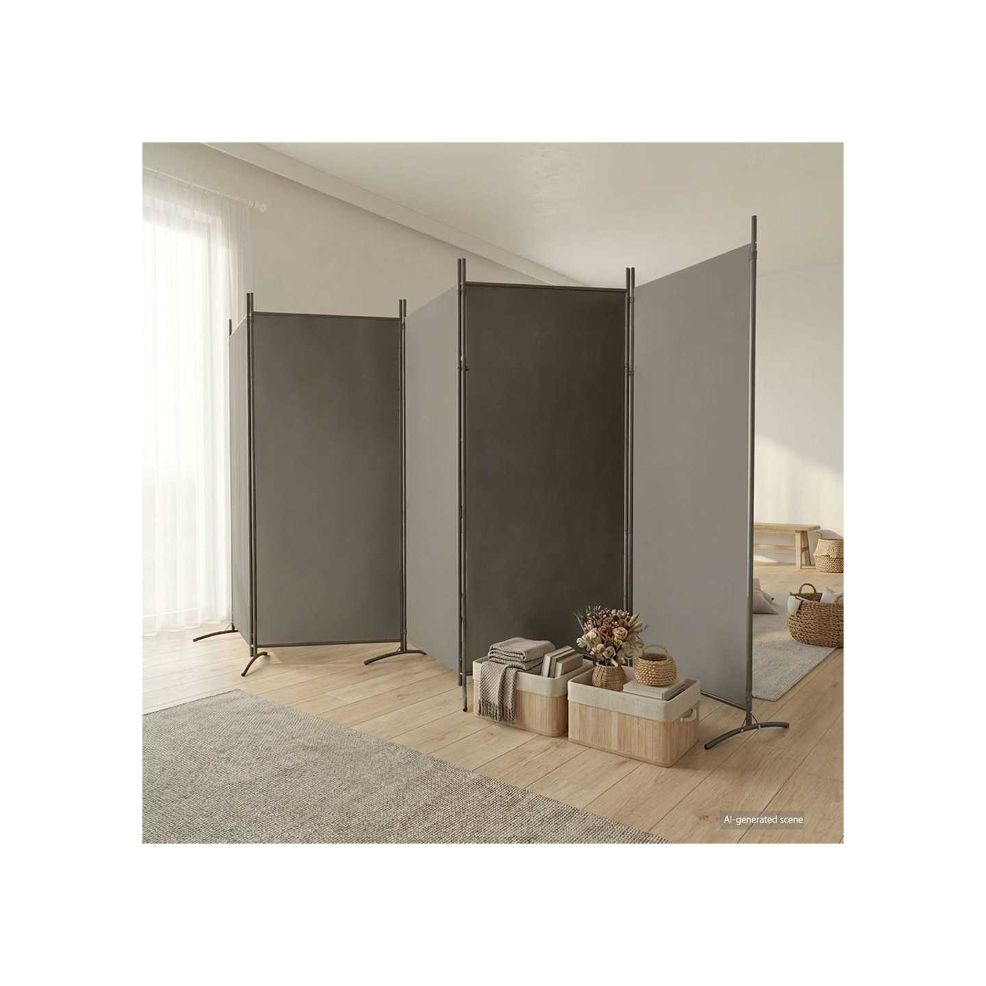 Cloison de séparation 5 panneaux Anthracite 433x180 cm Tissu