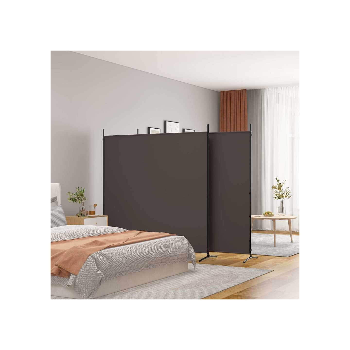 Cloison de séparation 3 panneaux Marron 525x180 cm Tissu
