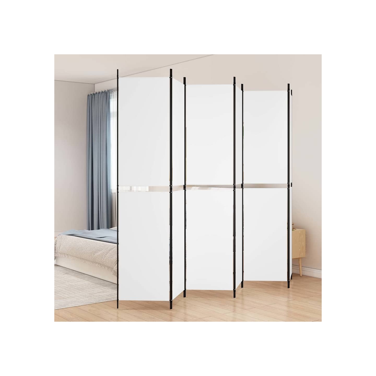 Cloison de séparation 6 panneaux Blanc 300x220 cm Tissu