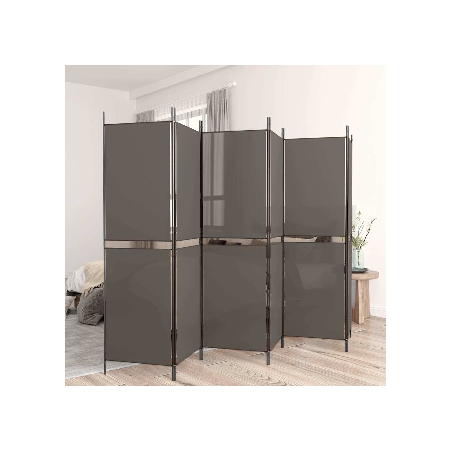 Cloison de séparation 6 panneaux Anthracite 300x220 cm Tissu