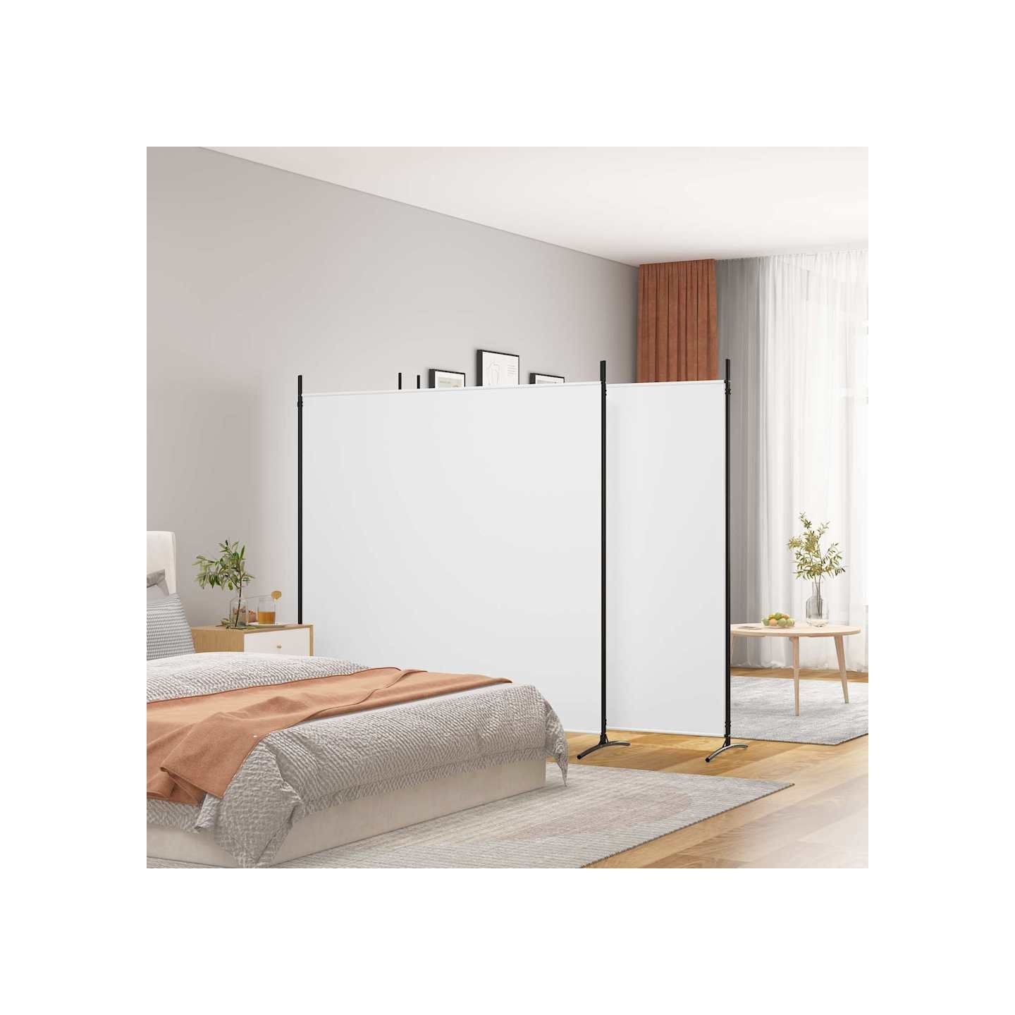 Cloison de séparation 4 panneaux Blanc 698x180 cm Tissu